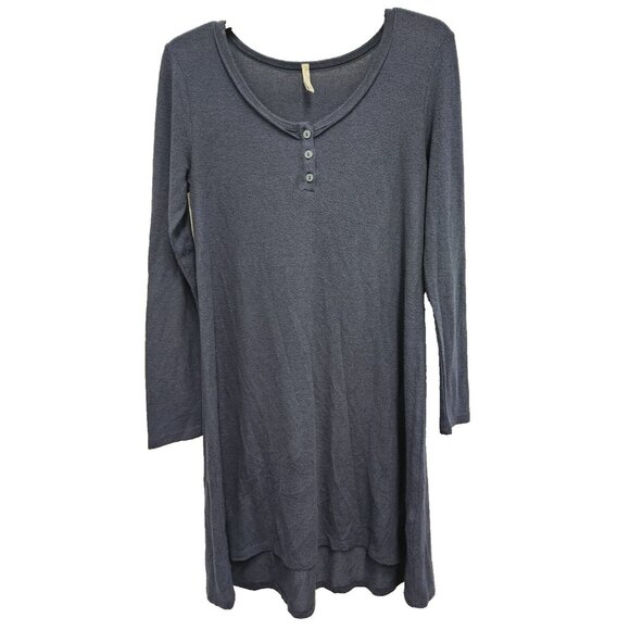 Z Supply Womens Sweater Dress Small Blue Henley Long Sleeve Loungewear Casual - Picture 1 of 7
